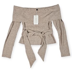 Lovers and Friends Ramona Off the Shoulder Nude Pink Belted Top Women's Size S